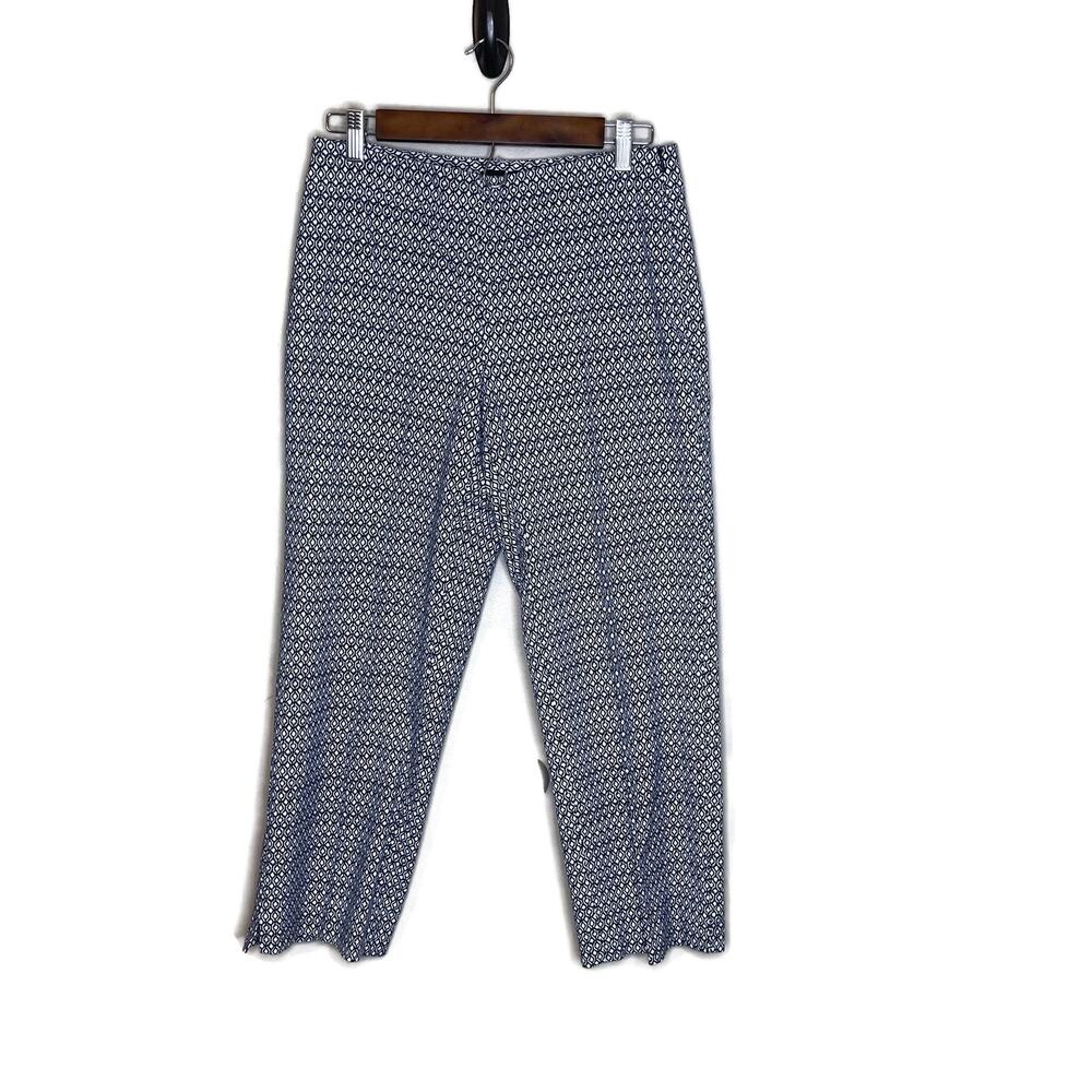Talbots women's pants slacks trousers sz 4 stretch skinny ankle navy blue white